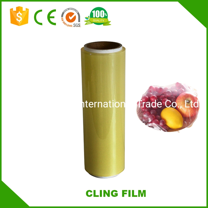 Food Grade Jumbo Roll Form Gedruckt Feuchtigkeitsbeständig Customized Soft Werkseitige PVC-Frischhaltefolie