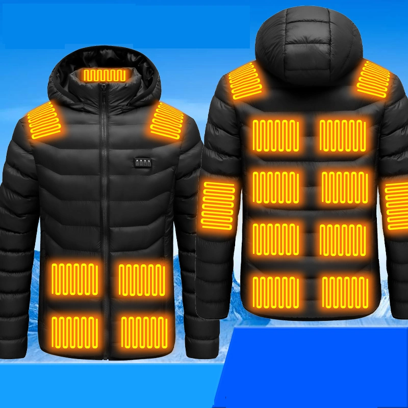 Inverno quente aquecimento eléctrico túnica Blusa com capuz de algodão Coat Casaco Aquecido