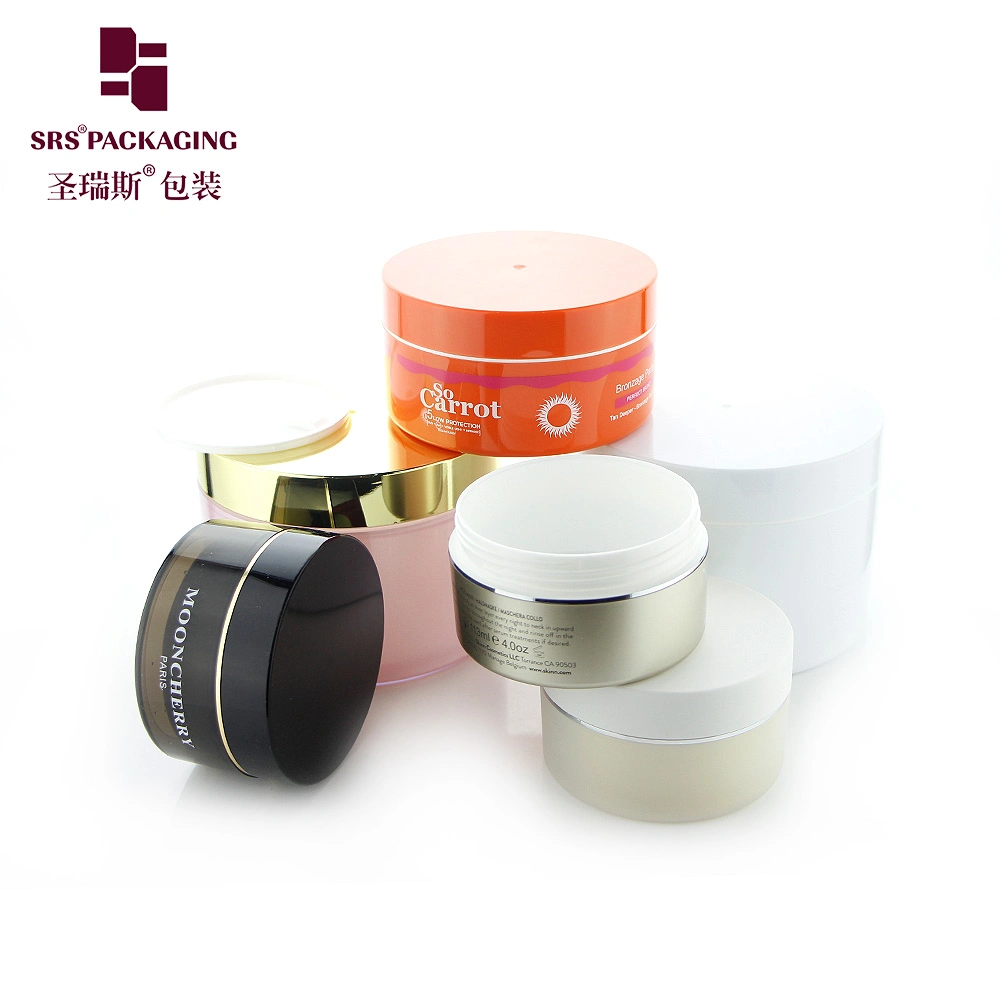 SRS Cosmetic Packaging Eco Friendly 3g 5g 10g 15g 30g 50g 80g 100g 150g Gold Clear AS PETG PET Food Grade Skincare Facemask Cream Nail Hair Plastic Jar