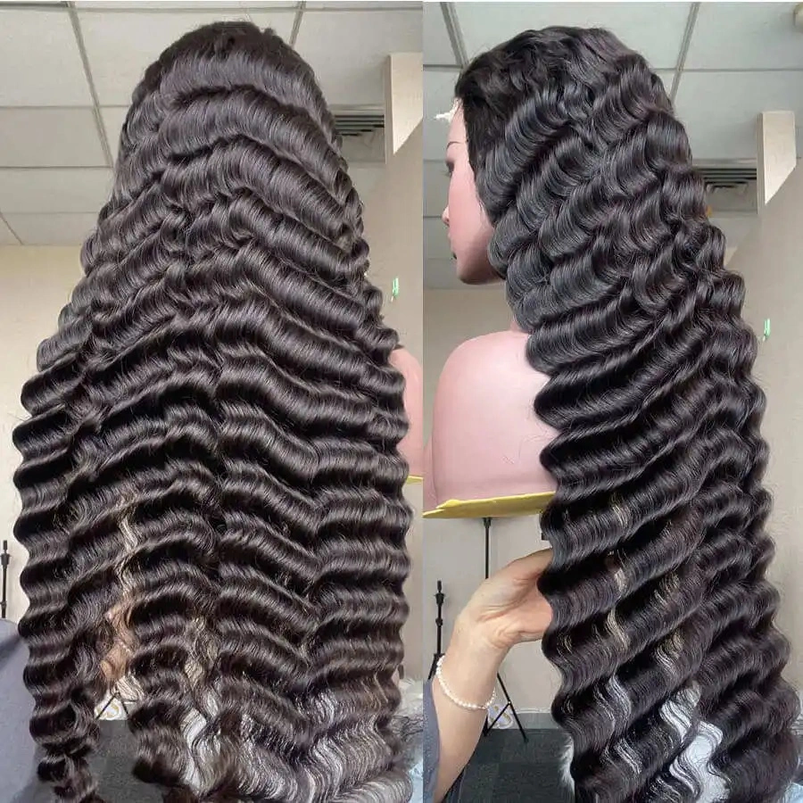 Cheap Peruvian 13X4 HD Full Transparent Glueless Natural Loose Deep Wave Frontal Wigs Virgin Human Hair Swiss Lace Front Wigs