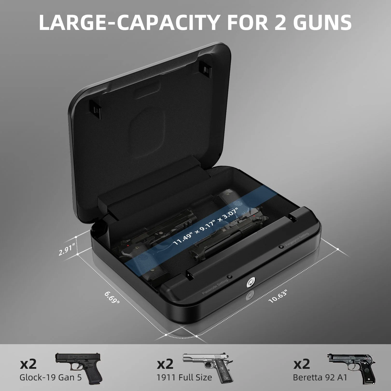 Portable Jewelry Cash Storage Cases Travel Steel Gun Lock Case Hotel Handgun Safe Boxes