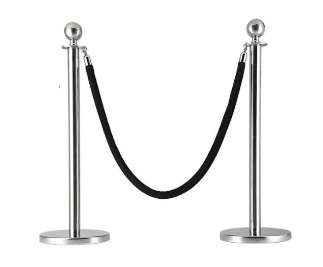 Round Top Polished Stainless Stanchions Posts Queue Pole Crowd Control Barrier