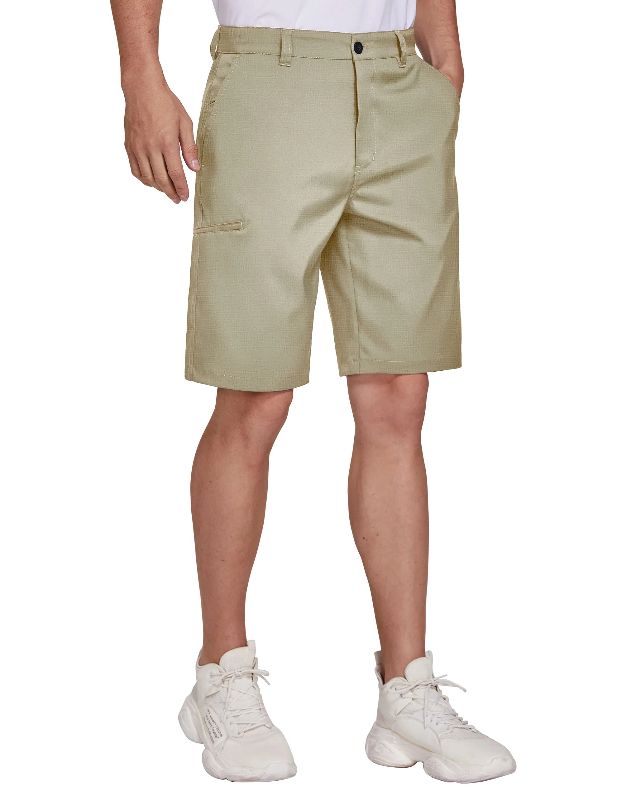 Khaki Shorts Custom Golf Hybrid Dress Shorts Casual Chino Stretch Flat Front Lightweight Quick Dry Shorts with Pockets