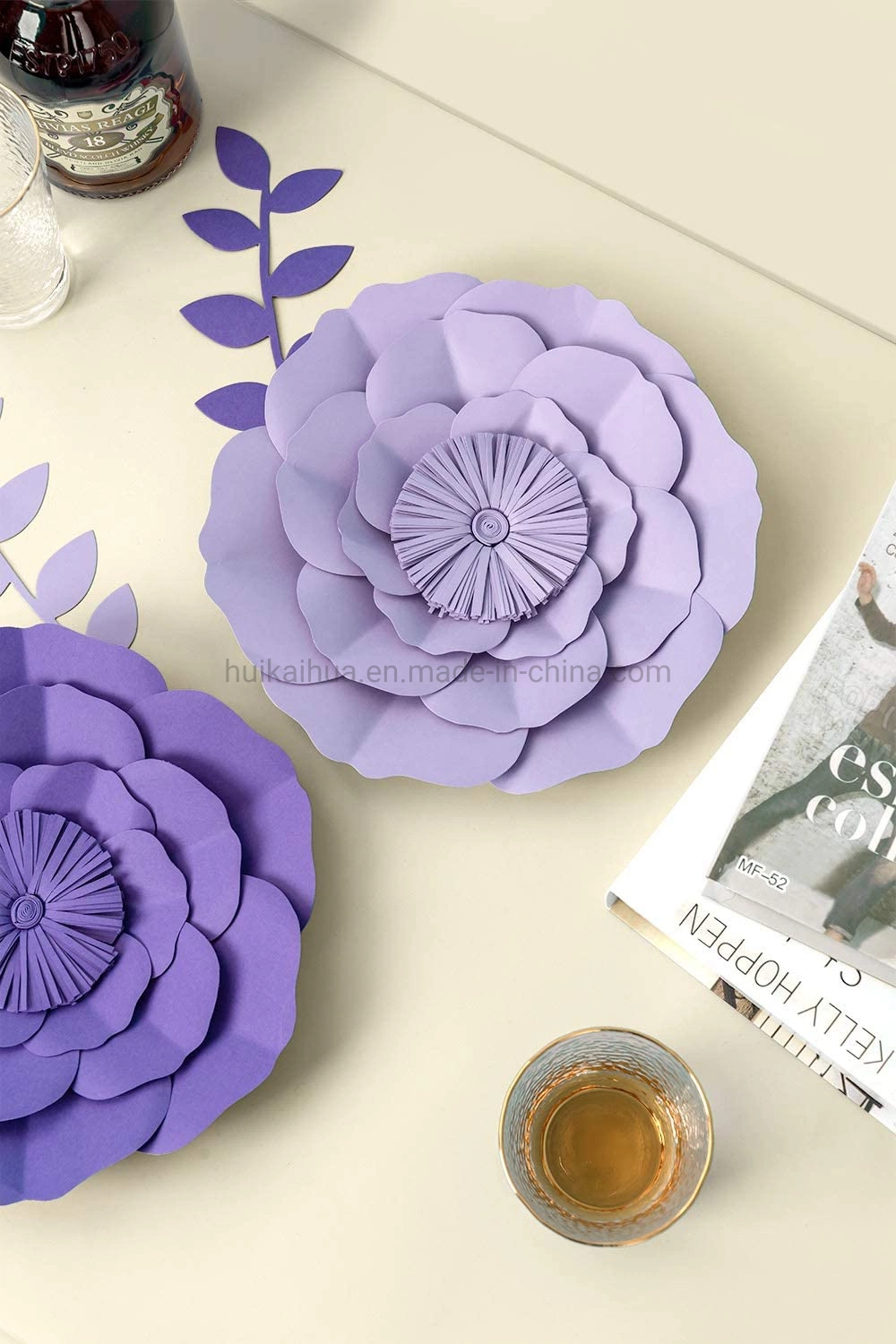 Hkh Purple Theme Decoration 3D Big Paper Flower for Wedding. Baby chuveiro decoração parede aniversário festa