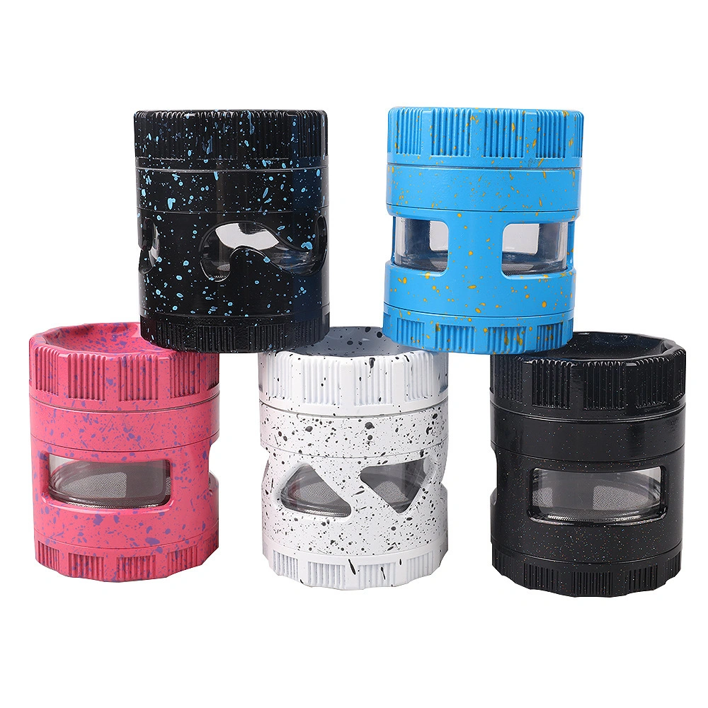 Wholesale Smoking Accessories Aluminum Alloy Luminous with Window 63mm 4 Layers Herb Grinder