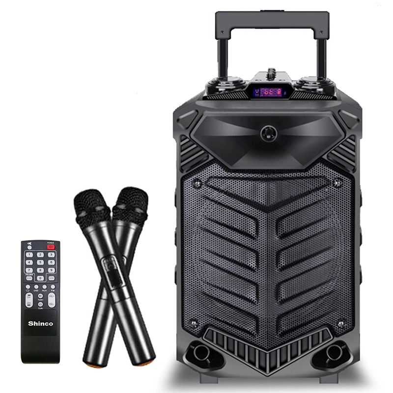 Rechargeable Trolley Wireless Bluetooth Speaker with USB SD Wireless Mic and Light