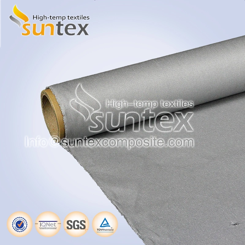 690g Grey Thick Flame Retardant PU Coated Fiberglass Textiles