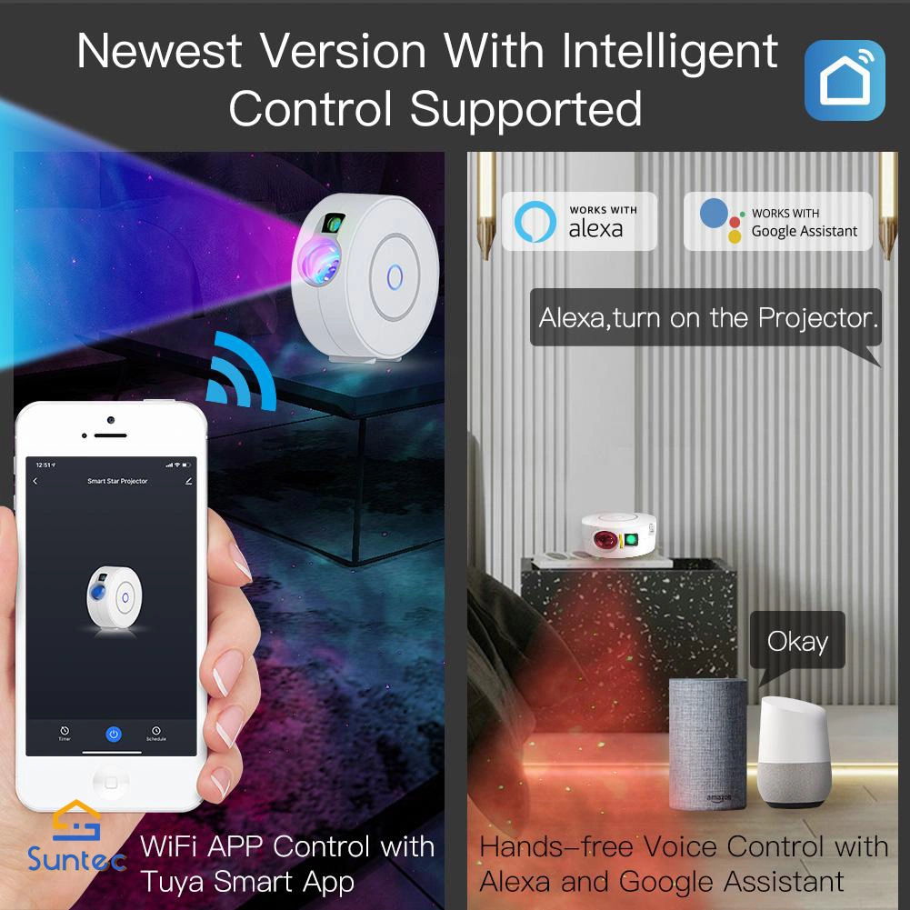 New Smart Star Projector Tuya Moving Sky WiFi APP Control Projector by Alexa and Google Home