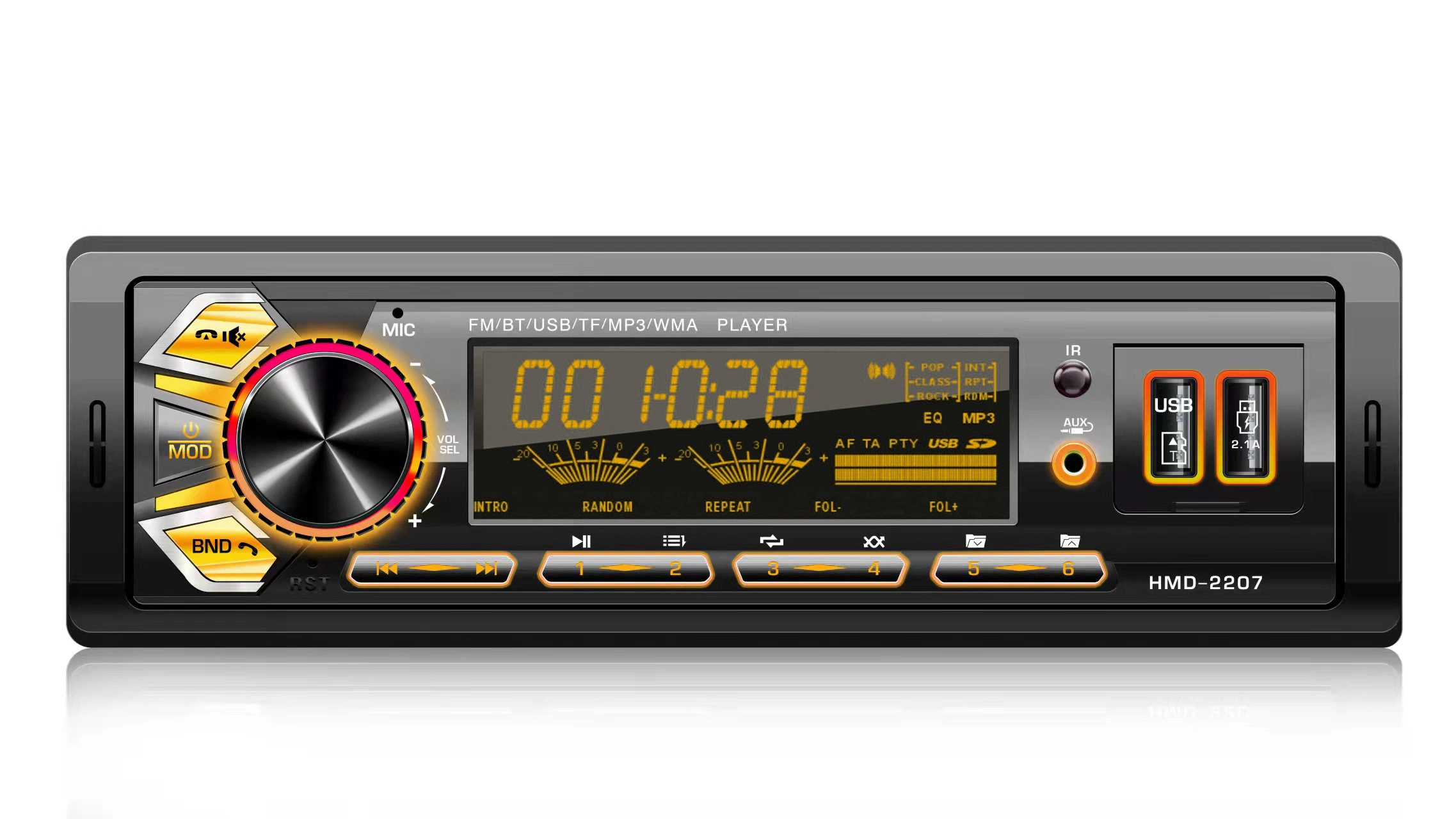 1DIN Car Audio Voice Assistant Aux USB SD/TF Bluetooth FM Radio MP3 Player