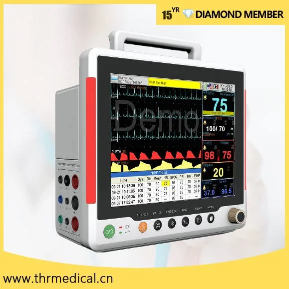 Medical portátil de 12,1 pulgadas de signos vitales de la ICU Multi-Parameter PNI Monitor de paciente de la SpO2