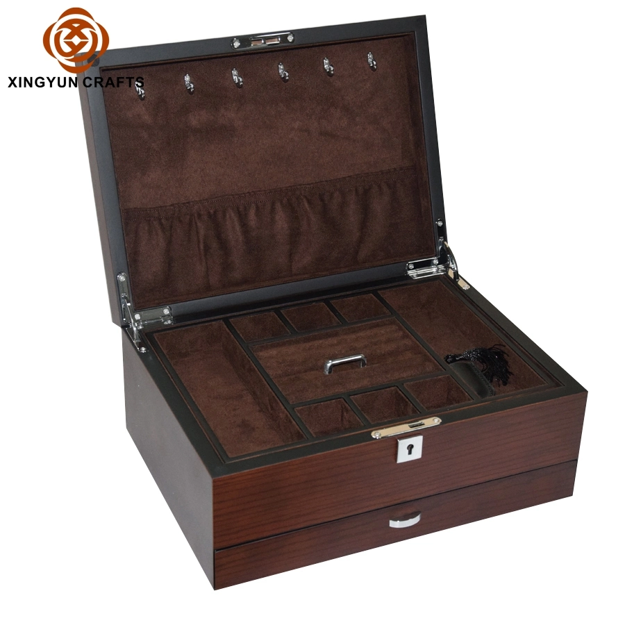 Luxury Wooden Craft Gifts Jewelry Case Large Capacity Gift Package Organizer Box 3 Layers Drawer