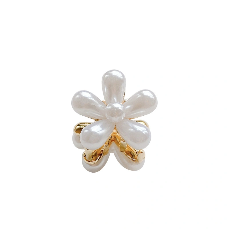 Wholesale Small Mini Pearl Flower Design Sweet Artificial Bangs Hair Clips