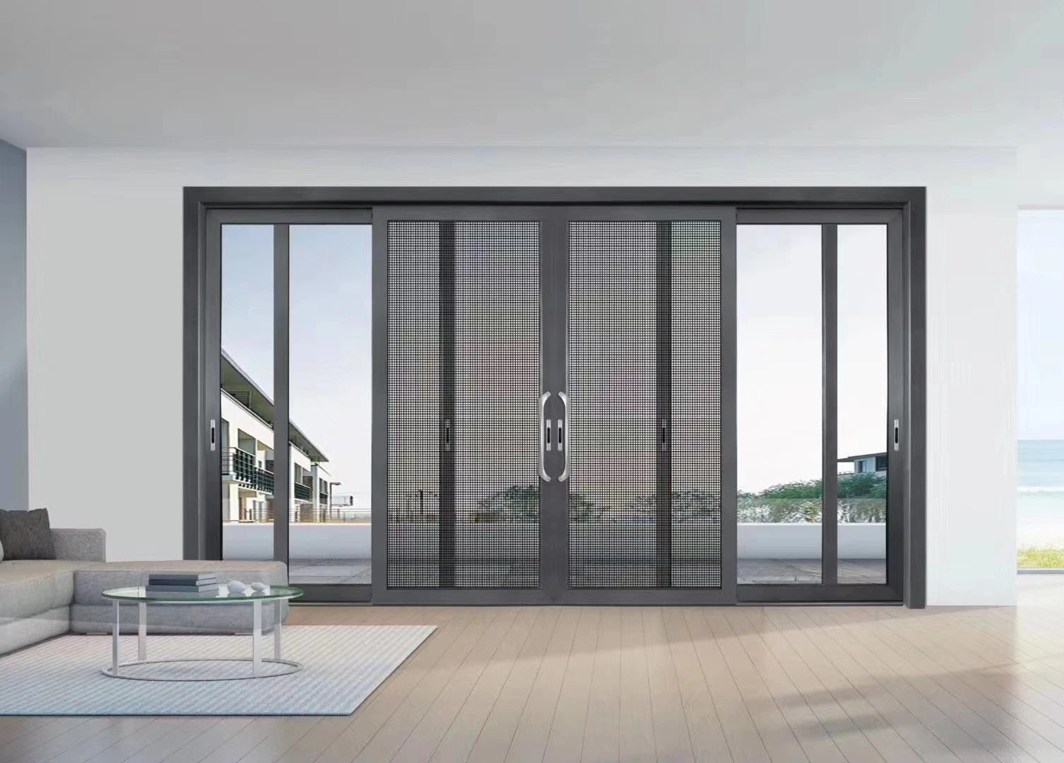 Puertas de vidrio interiores / Puerta de la cocina / Puerta deslizante de aluminio|Puertas de vidrio deslizantes dobles
