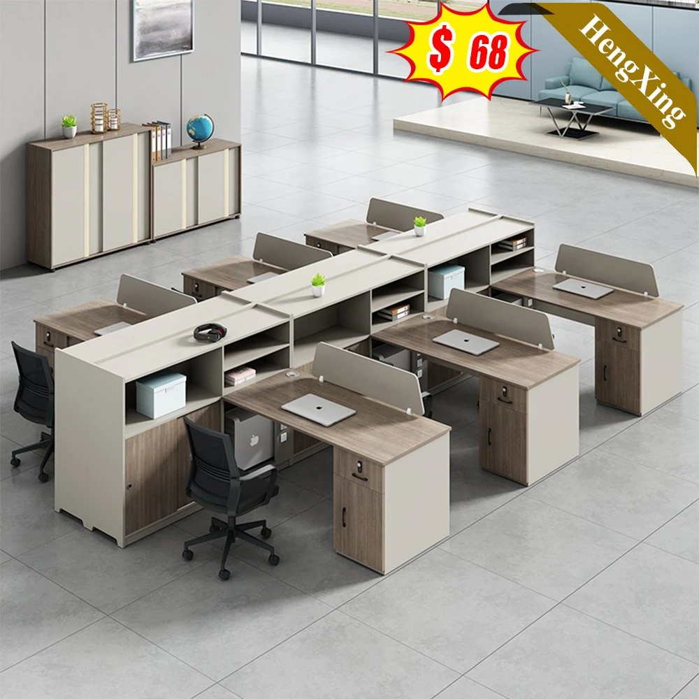 Elégant mobilier moderne de bureau en bois gratuit combiné poste de travail 2/4/6 personnel Partition de bureau