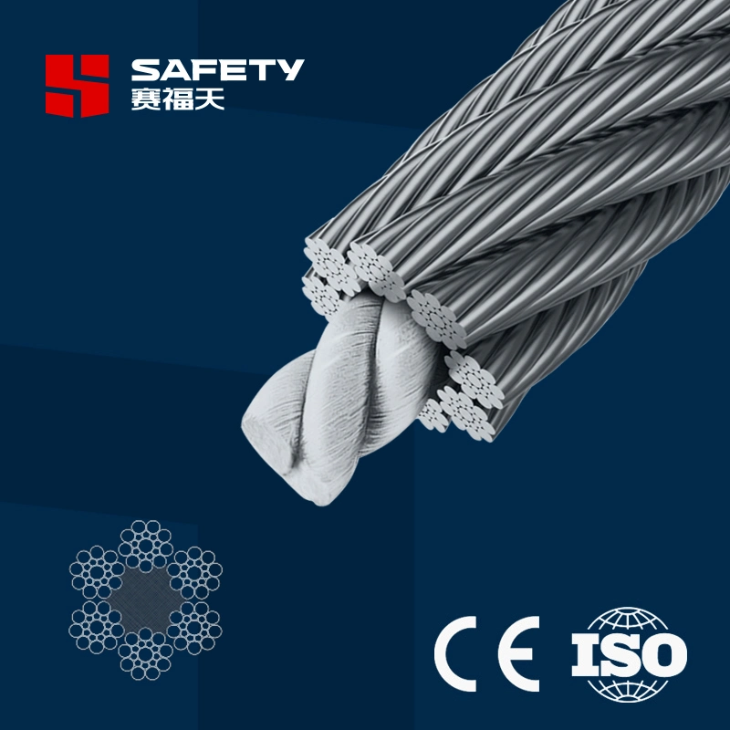 15/32" Inch 6*19s 6X19s FC 1370/1770 N/mm2 Elevator Traction Steel Wire Rope Cable Cord Supplier BS DIN En12385 Available