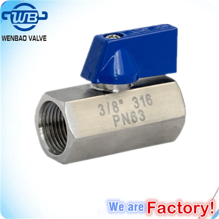 Ss Industrial Water/Gas/Control Valve Male Female Threaded Stainless Steel SS304 316 CF8 CF8m Brass Mini Ball Valve Pn63 3/8"