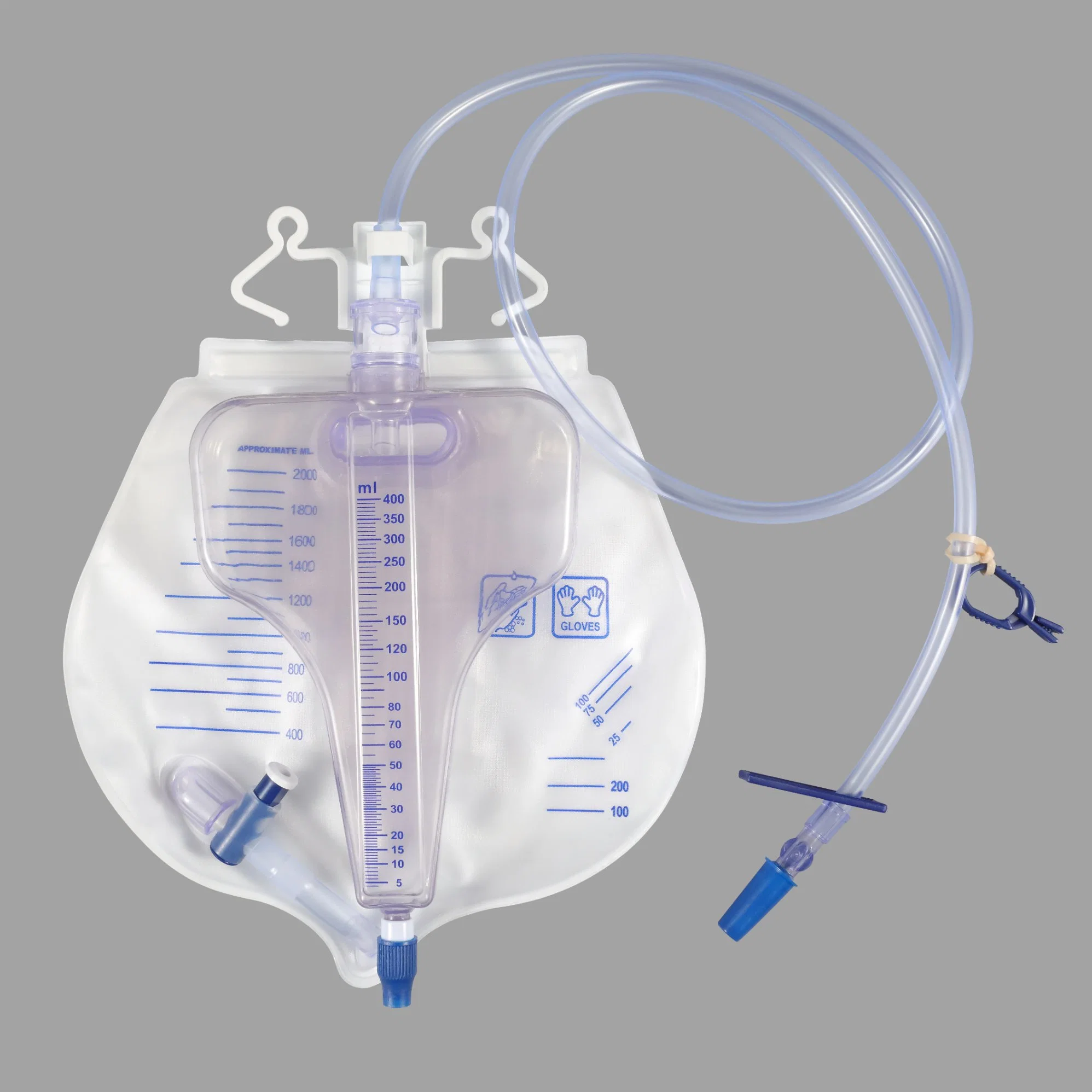 Good Safety Medical Grade PVC Urine Bag with Grey Cap