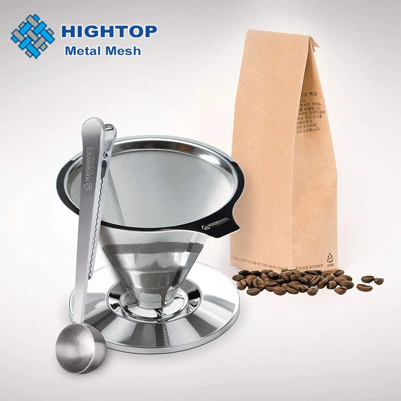 Wiederverwendbare Titanbeschichtete Wabenform Ultra Fine Food Grade 304 Edelstahl Pour über Metall-Kaffeefilter mit Halter