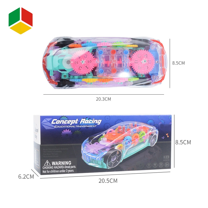 QS Neue Batterie elektrisch Transparent Ausbildung betrieben Kid Auto LED Licht Sound Automatisch Bump Go Konzept Rennwagen Spielzeug