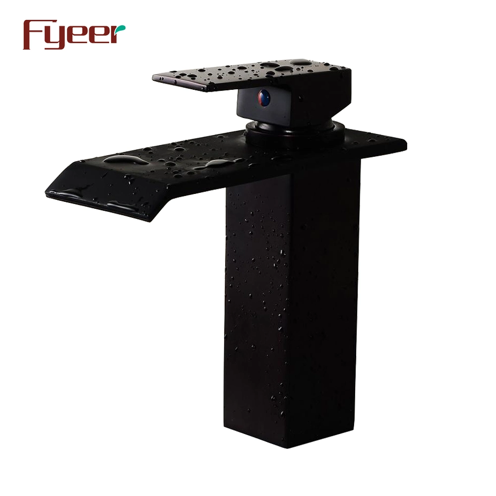 Fyeer Black Orb Waterfall Basin Faucet Bathroom Water Tap Mixer