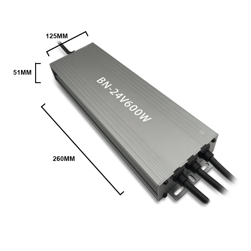 Fonte de alimentação Bina transformador à prova de água de 24 V, 600 W, fonte de alimentação à prova de água