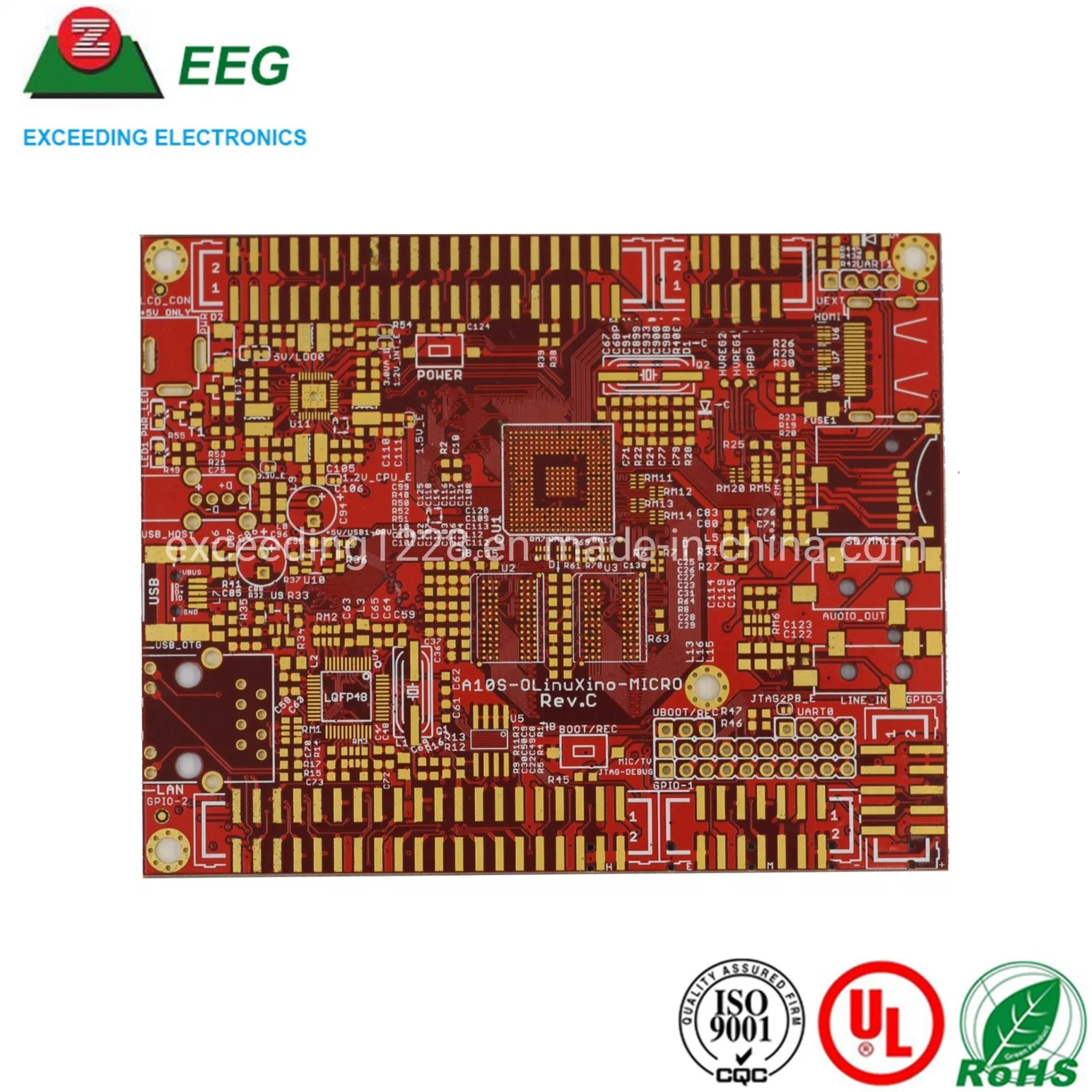 8 capas placa madre PCB Fabricante con alta calidad rojo Máscara de soldadura