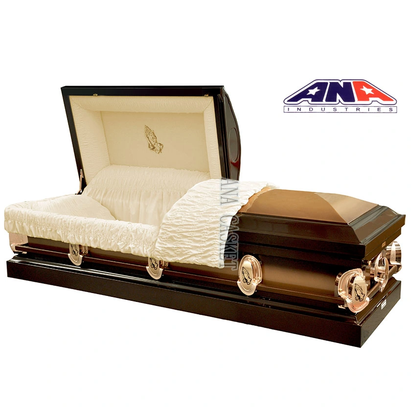 Brush Bronze 18ga Steel Spuare Corner Funeral Metal Casket