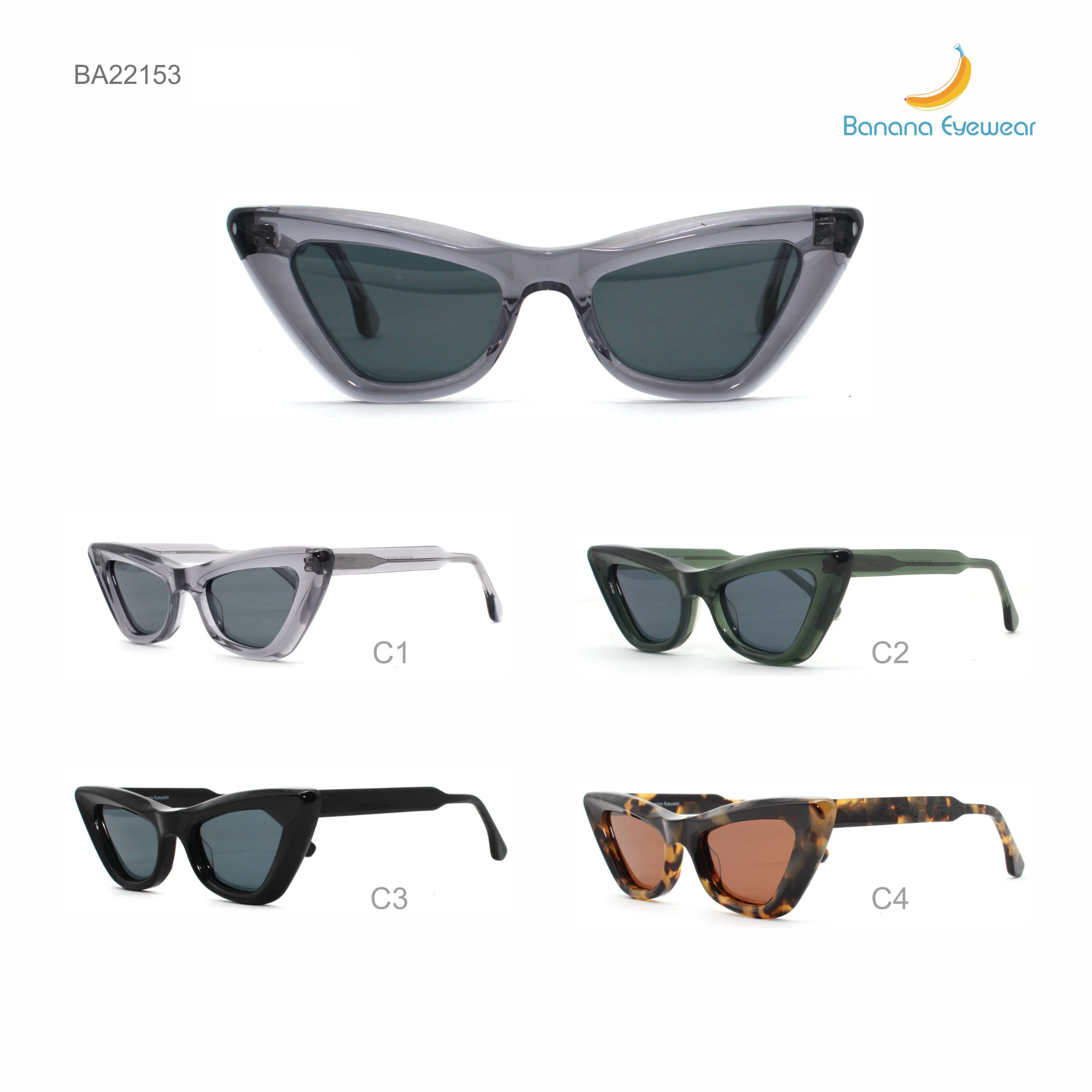 New Bio-Acetate Eco-Glasses Hot Sale Fashion Cat Eye Acetate Sunglasses for Lady