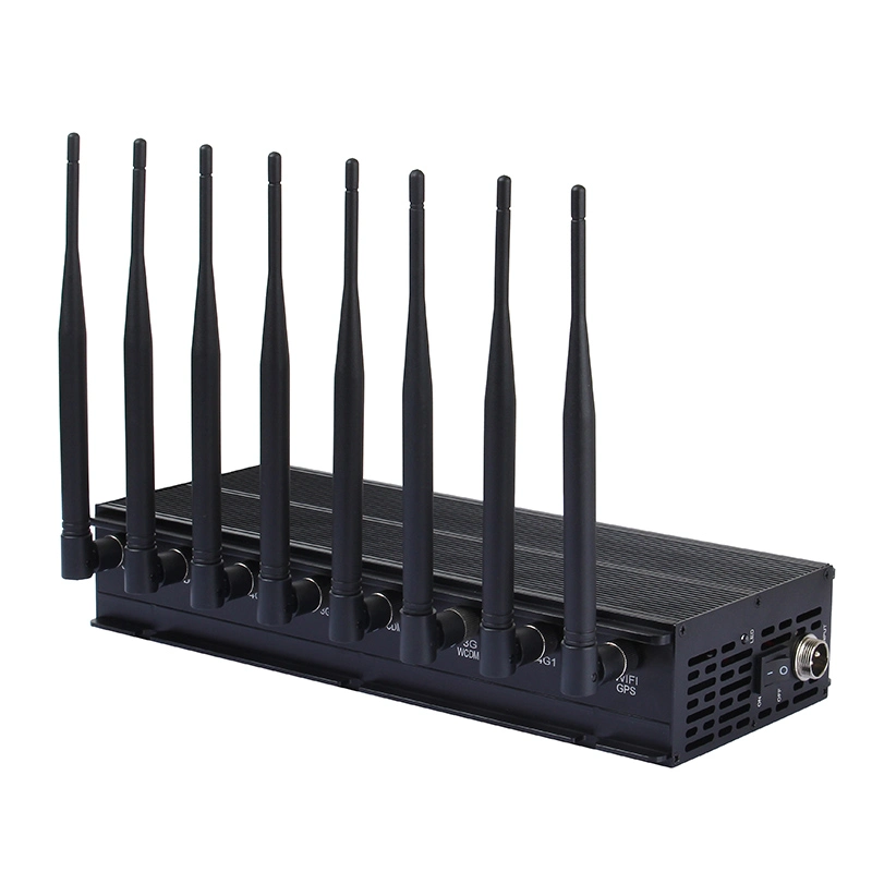 Table réglable Bureau Mobile Cell Phone jammer avec 8 antennes 3G 4G signal téléphonique Blocker avec GPS 2.4G