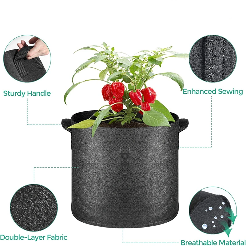 Nonwoven Fabric Pots with Handles for Flowers and Plant Garden