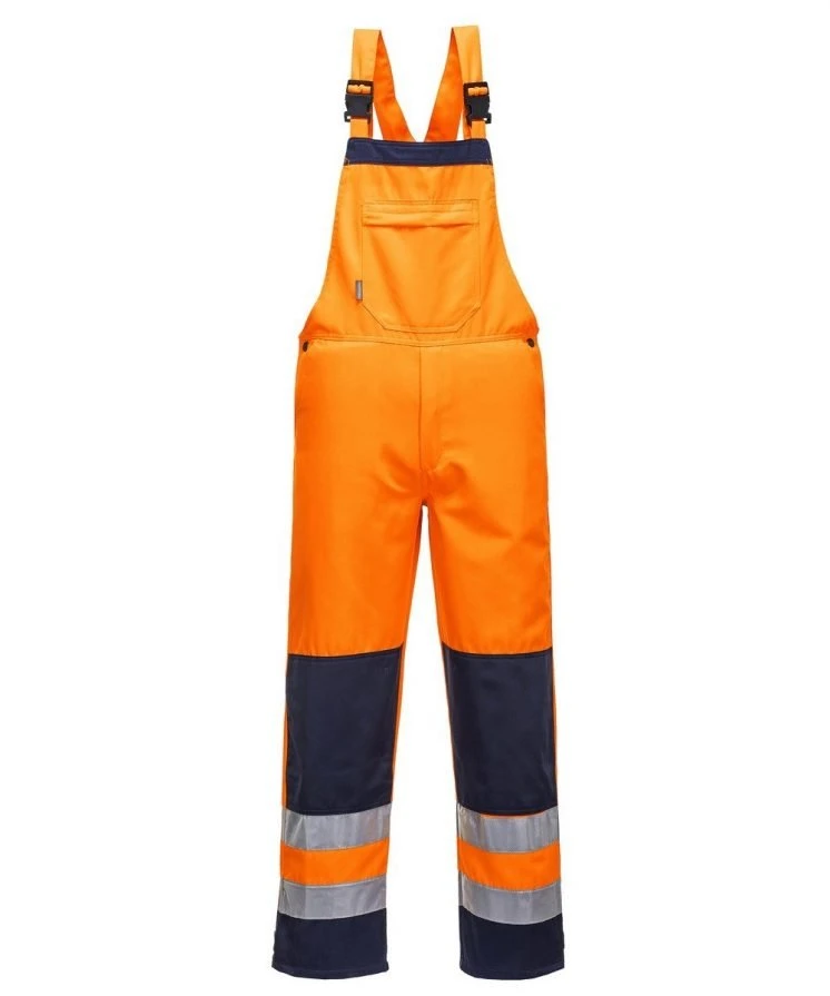 Ropa de trabajo resistente resistente pantalones de seguridad duraderos y pantalón de cinta reflectante de alta Color amarillo Vis y naranja Bib de trabajo para hombres