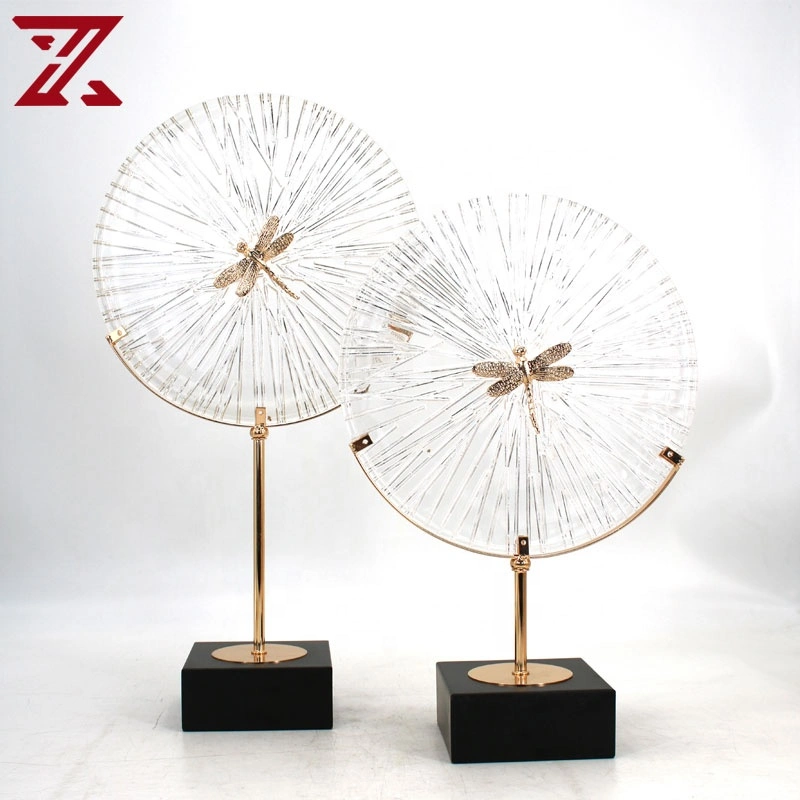 Wholesale/Supplier Metal Dragonfly Decor Gold Glass Decoration Crafts for Table Top Accessories