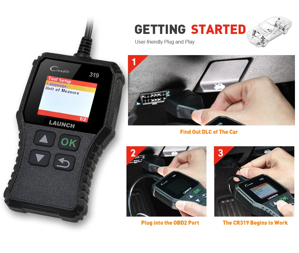 Starten Sie X431 Creader 319 Cr319 Auto Code Reader Full OBDII EOBD-Automobil-Diagnose-Tool OBD2 Scanner-Produkteinführung Cr3001