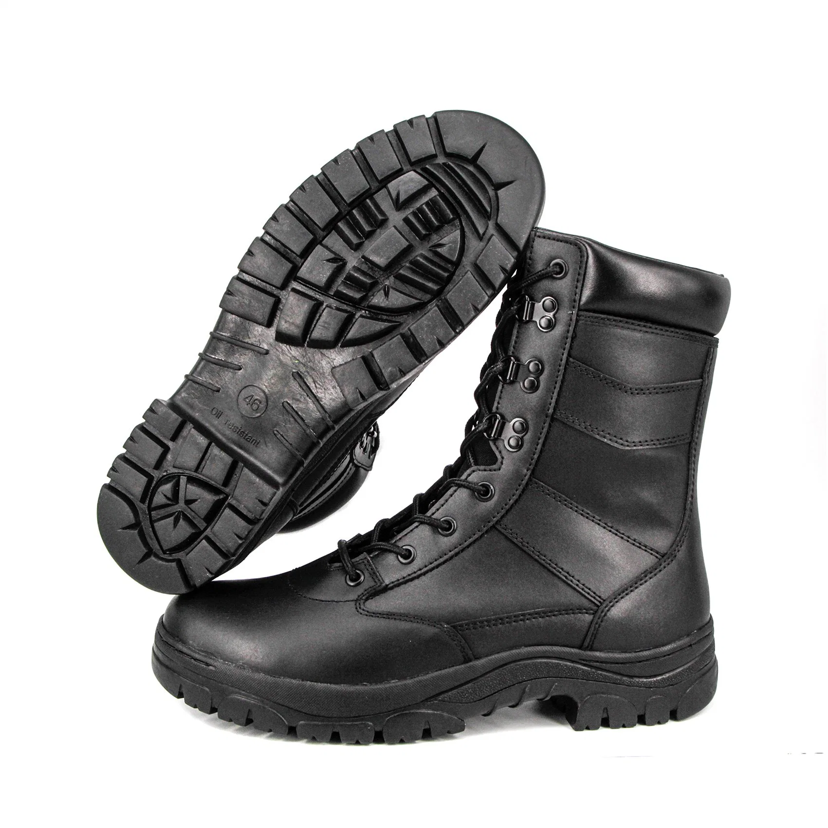 Botas estilo militar italiano baratas de cuero auténtico negro