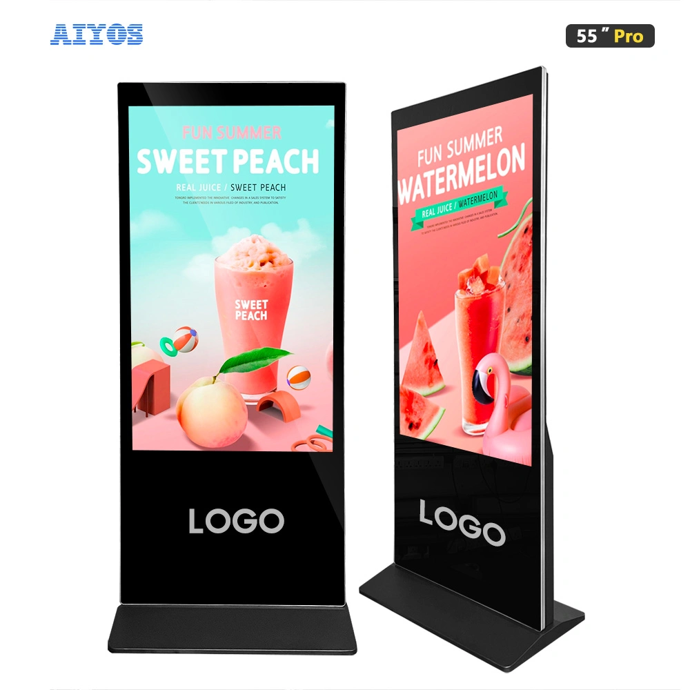 55 Inch Indoor Screen with 1080P Resolution Wheels Stand Video Window LCD Advertising Display Digital Menu Board