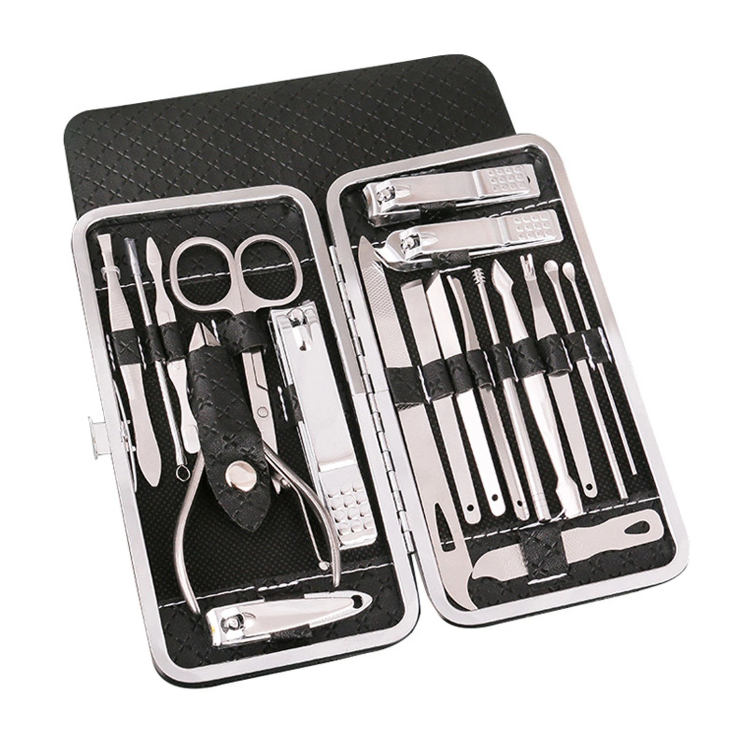 19 PCS Professional Nail Clippers Pedicure Kit Nail Cutter Scissor Cuticle Nipper Nails Tool Foot Face Grooming Kit Manicure Set
