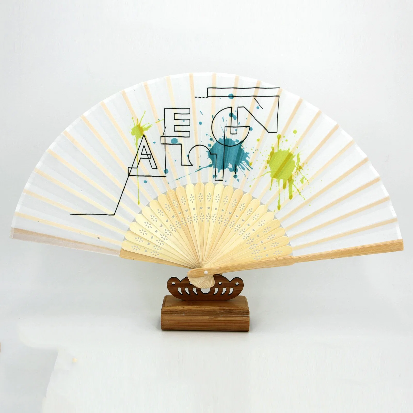 Bamboo Hand Fan Custom Folding Bamboo Fan with Fabric