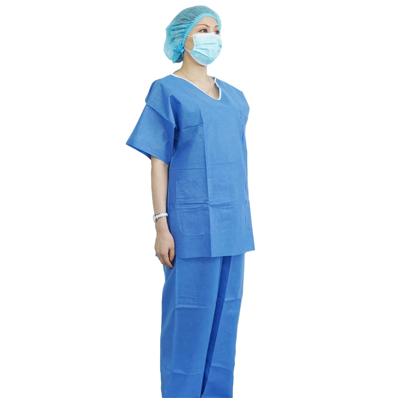 Disposable V Collar Hospital Medical Nursing Work Clothes PP Non-Woven Scrub Suit