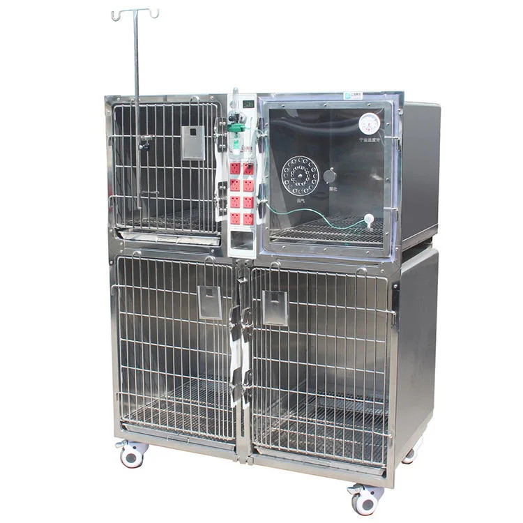 Dog Cat Pets Stainless Steel Veterinary Animal Cages Vet in-Hospital Pet Oxygen Chamber Cage