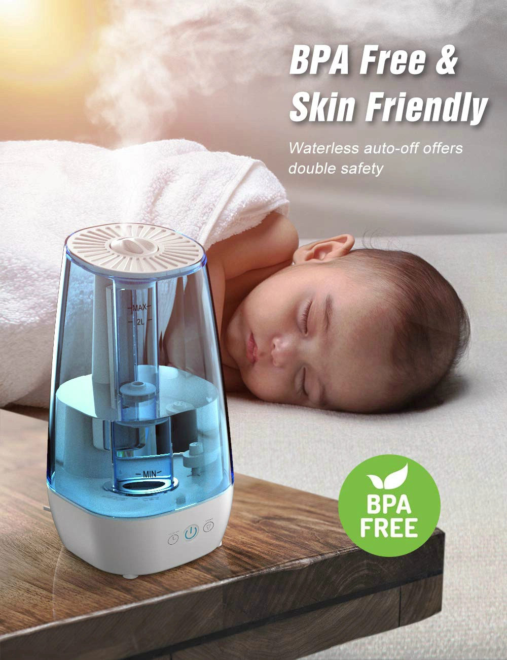 Bebé vapor frío relleno superior Sala de Cuidados Personales Difusor de humidificador para el uso de la Tos