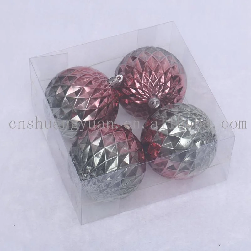 New Design Christmas Shiny Grey Ball with Feather for Holiday Wedding Party Decoration Supplies Hook Ornament Craft Gifts