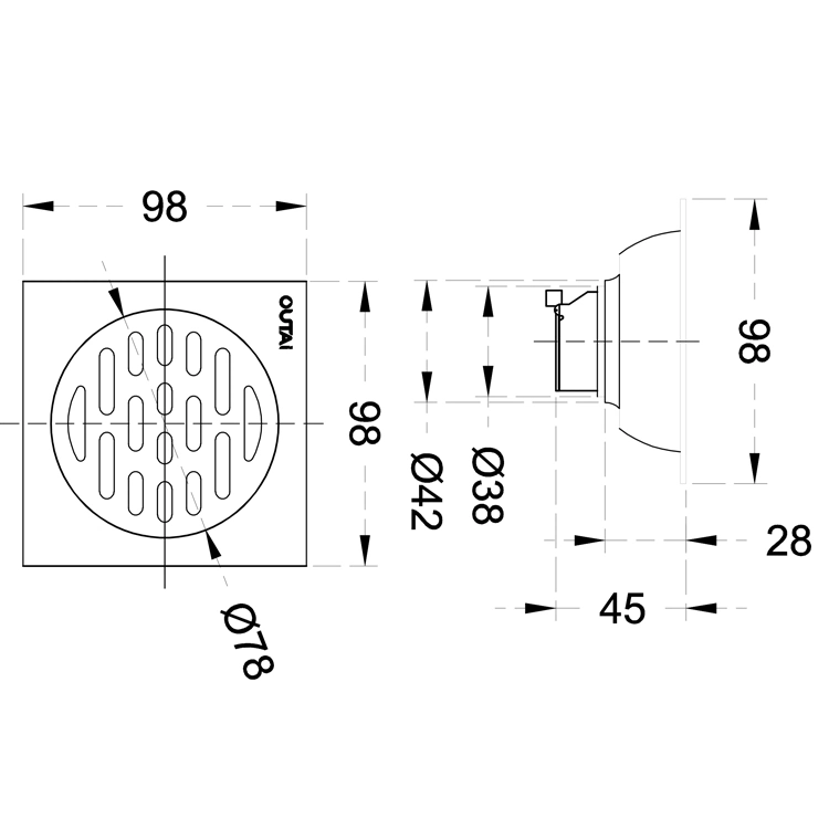 Floor Drain 100 X 100mm Drains with Removable Cover