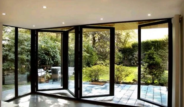 Security Exterior Double/Triple Double Glazed Patio Doors Glass Folding Screen Door Aluminum Bifold Door