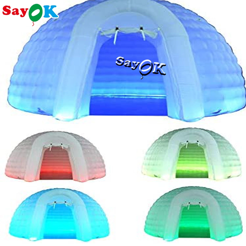 High quality/High cost performance  PVC Inflatable Dome Air Tent with LED Lights Igloo Camping Tent