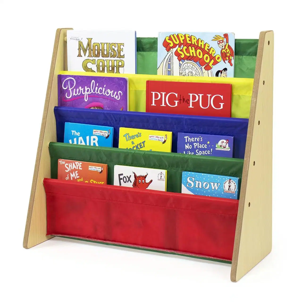 4-تيرس الخشب الطبيعي للأطفال الصغار الحجم الأساسي تخزين على أرفف الكتب