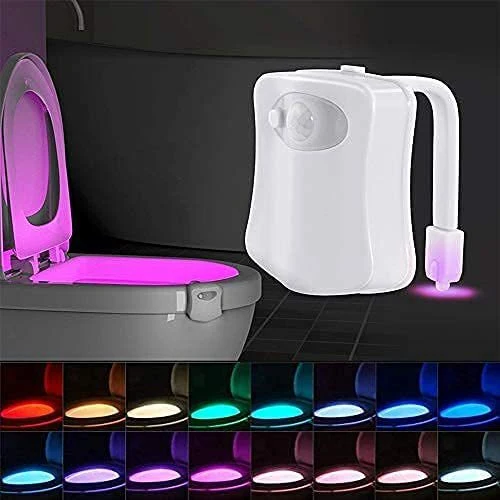 LED Toilet Night Light, Toilet Light with Motion Sensor LED 8 Colors -16-Color Changing Toilet Light Bathroom