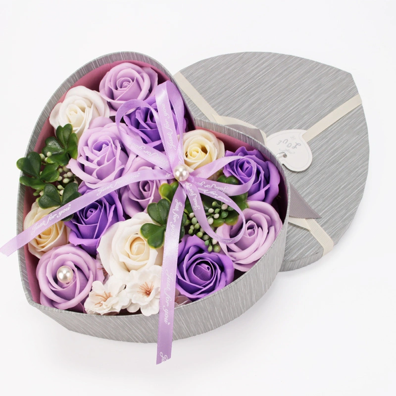 Cuadro de Flor de PVC de Navidad de lujo mayorista personalizada Heart-Shaped Box de embalajes de cartón reciclable.