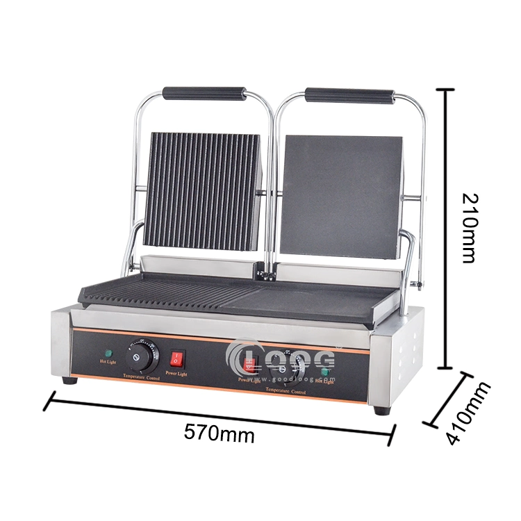 Portable Two Burners Commercial Kitchen Equipment Non Stick Grooved Griddles Oven Stove Cast Iron Flat Top Chicken Barbecue Grills