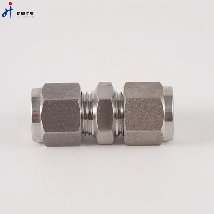 SS304 Straight Hydraulic Fittings Spare Parts Dual Ferrules Type Auto Parts Tube Unions