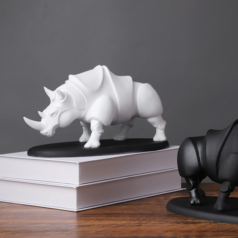 Modern Creative Resin Rhino Ornament Wild Animal for Home Decoration